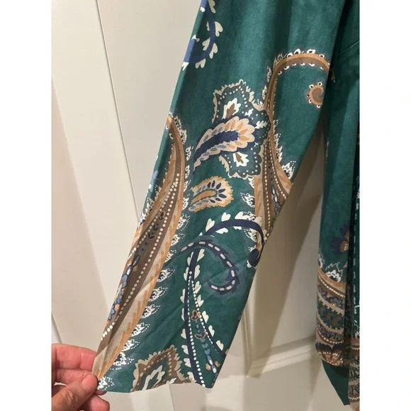 Soft Surroundings Faux Suede Paisley Open Front Waterfall Jacket Boho M NWT - Picture 7 of 10